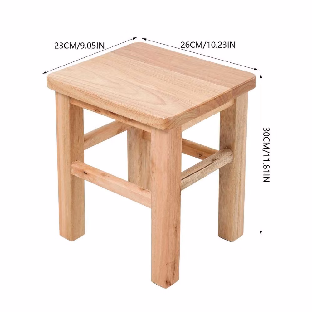 EONLION Rustic Beech Wood Bar Stool and Step Stool, Brown, W/D/H: 30 x 30 x 30 cm – 2