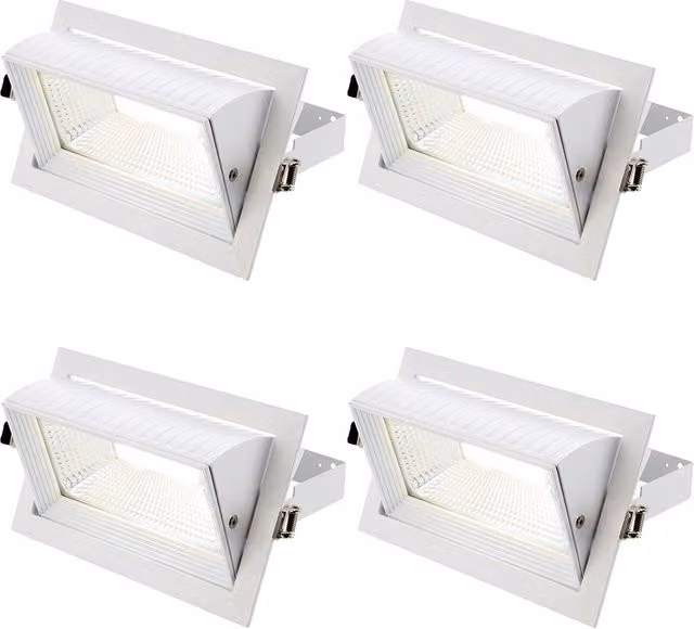 Loops 4 Pack Fully Adjustable Recessed LED Ceiling Downlight, 35W Cool White, Matt White
