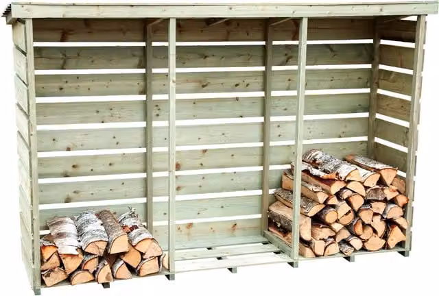 Charles Bentley Nordic Spruce Heavy Duty 3 Log Store Firewood Storage in Natural Wood
