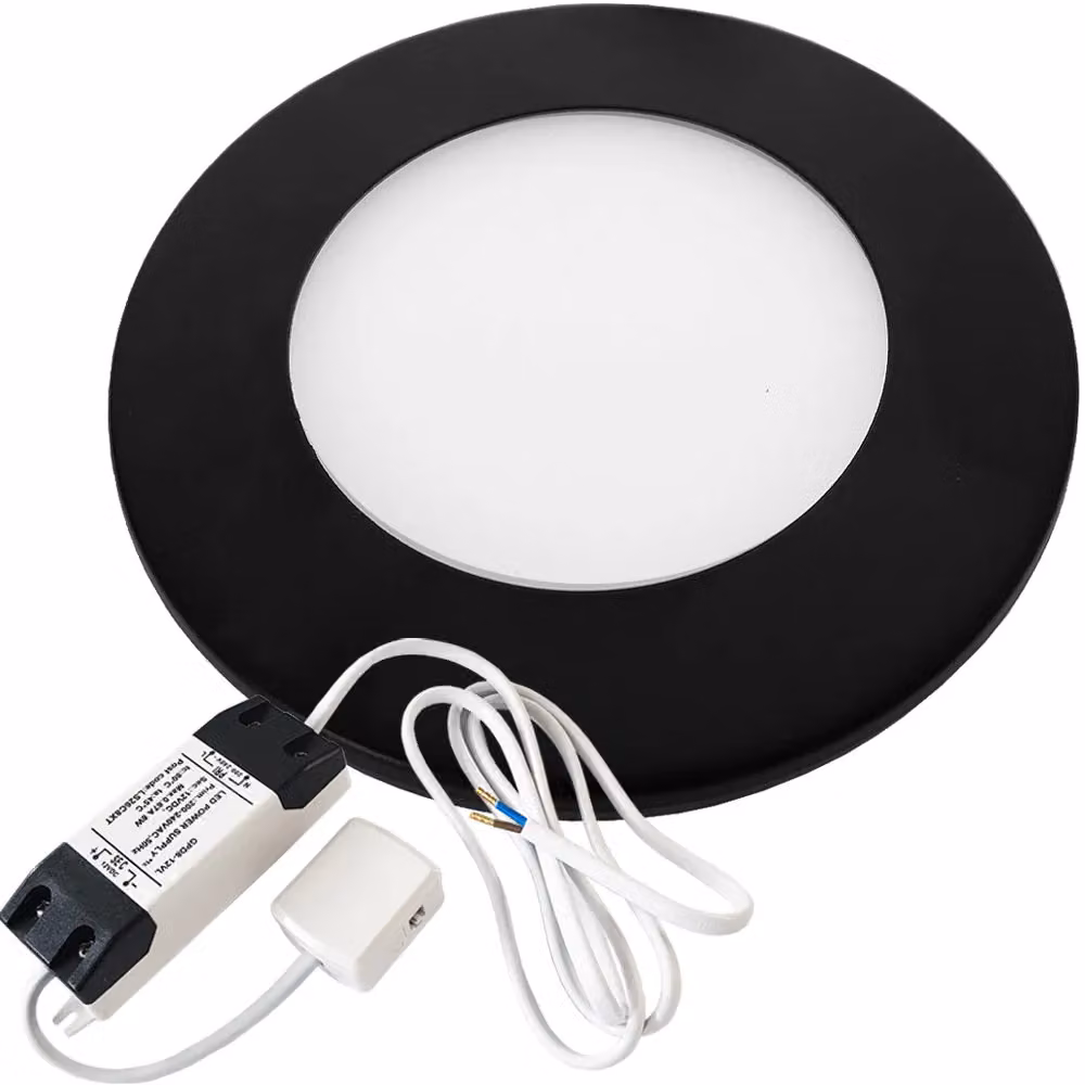 Loops Matt Black Ultra-Slim Round Under Cabinet Kitchen LED Light and Driver Kit with Natural White Diffused Light – 2