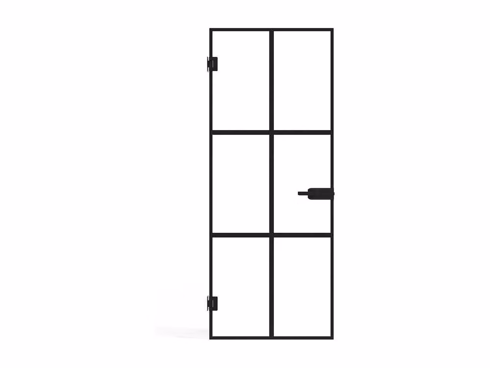 Vente-unique Reversible Frameless Tempered Glass Swing Door in Black, H 204 x W 93 cm – 2