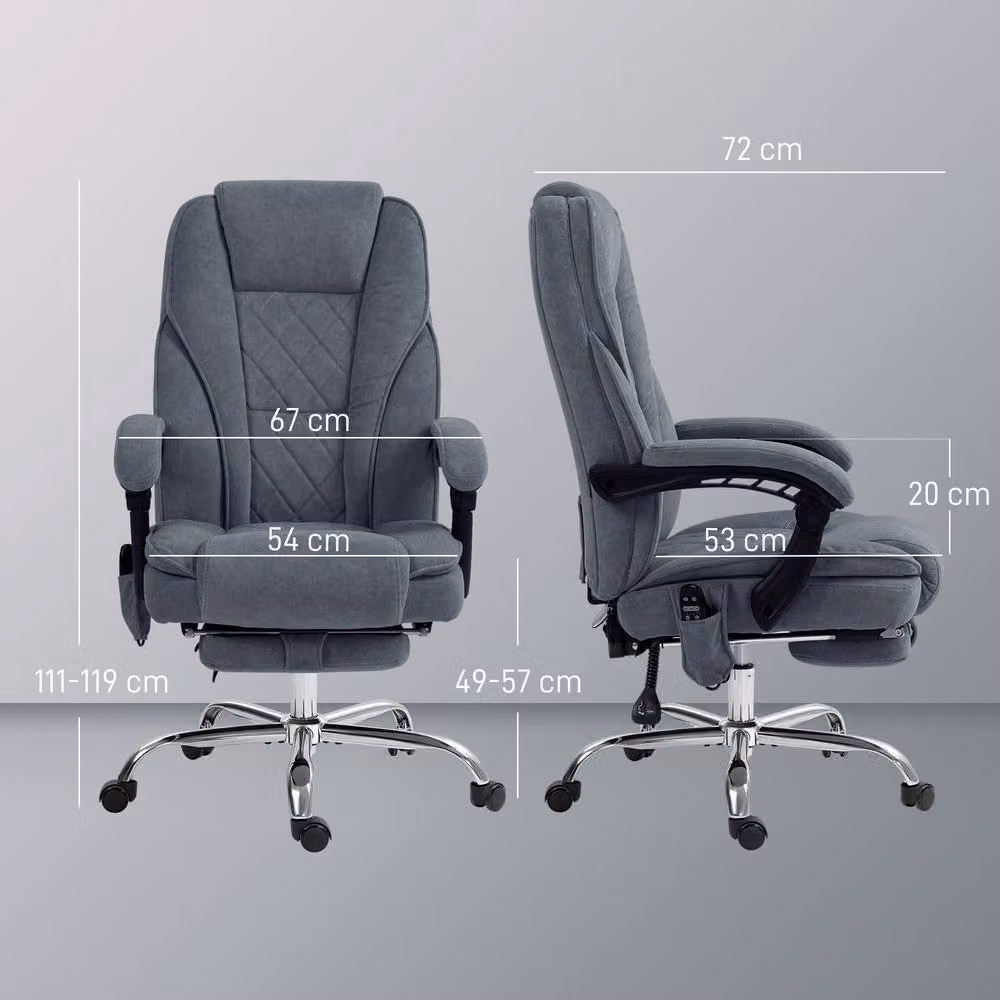 STILVORA Heated Massage Office Chair with Footrest in Grey Fabric – 3