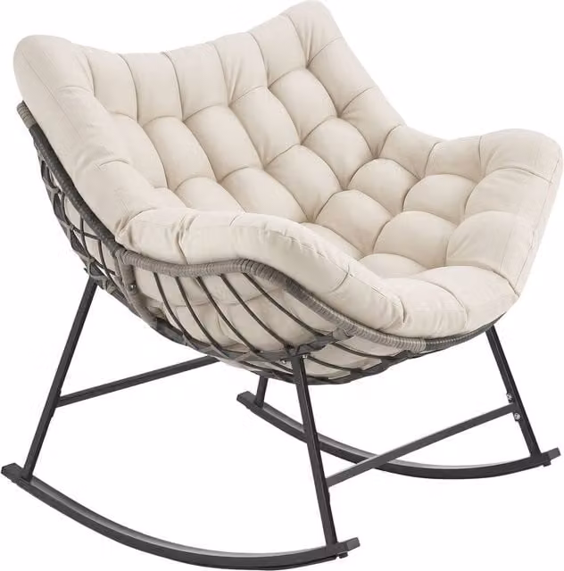 tectake Tami Rocking Chair with Armrests in Beige