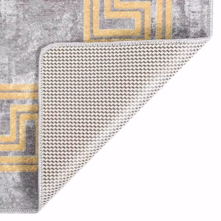 Berkfield Home Washable Grey Geometric Round Rug with Anti Slip and Sound Absorbing Properties