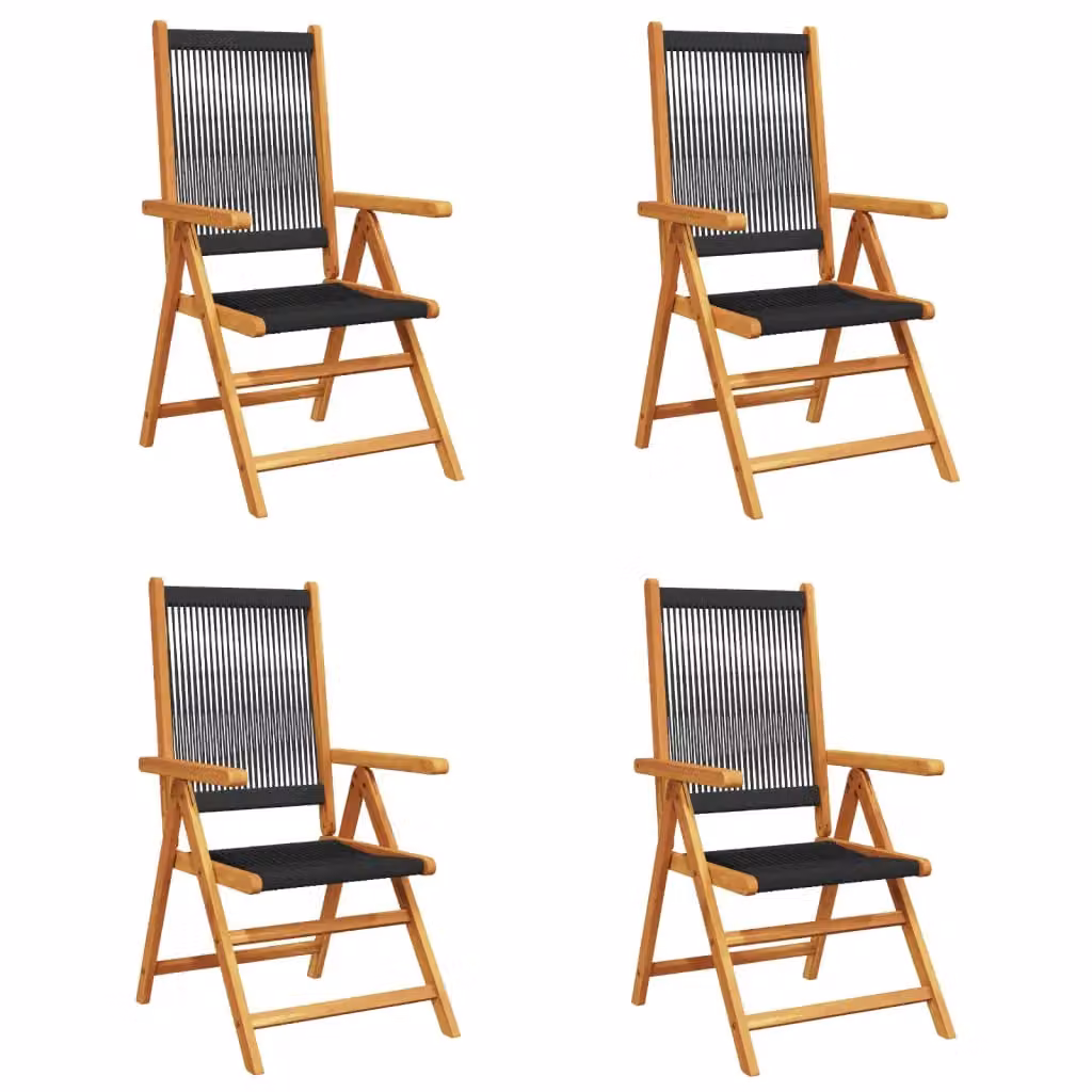 Berkfield Home Set of 4 Reclining Garden Chairs in Black Acacia Wood – 2