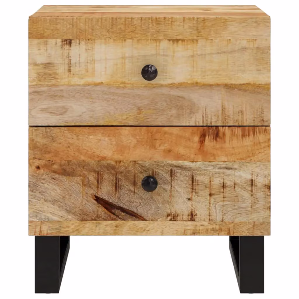 Berkfield Home Set of 2 Solid Mango Wood Bedside Cabinets in Black, W/D/H: 40 x 33 x 46 cm – 3