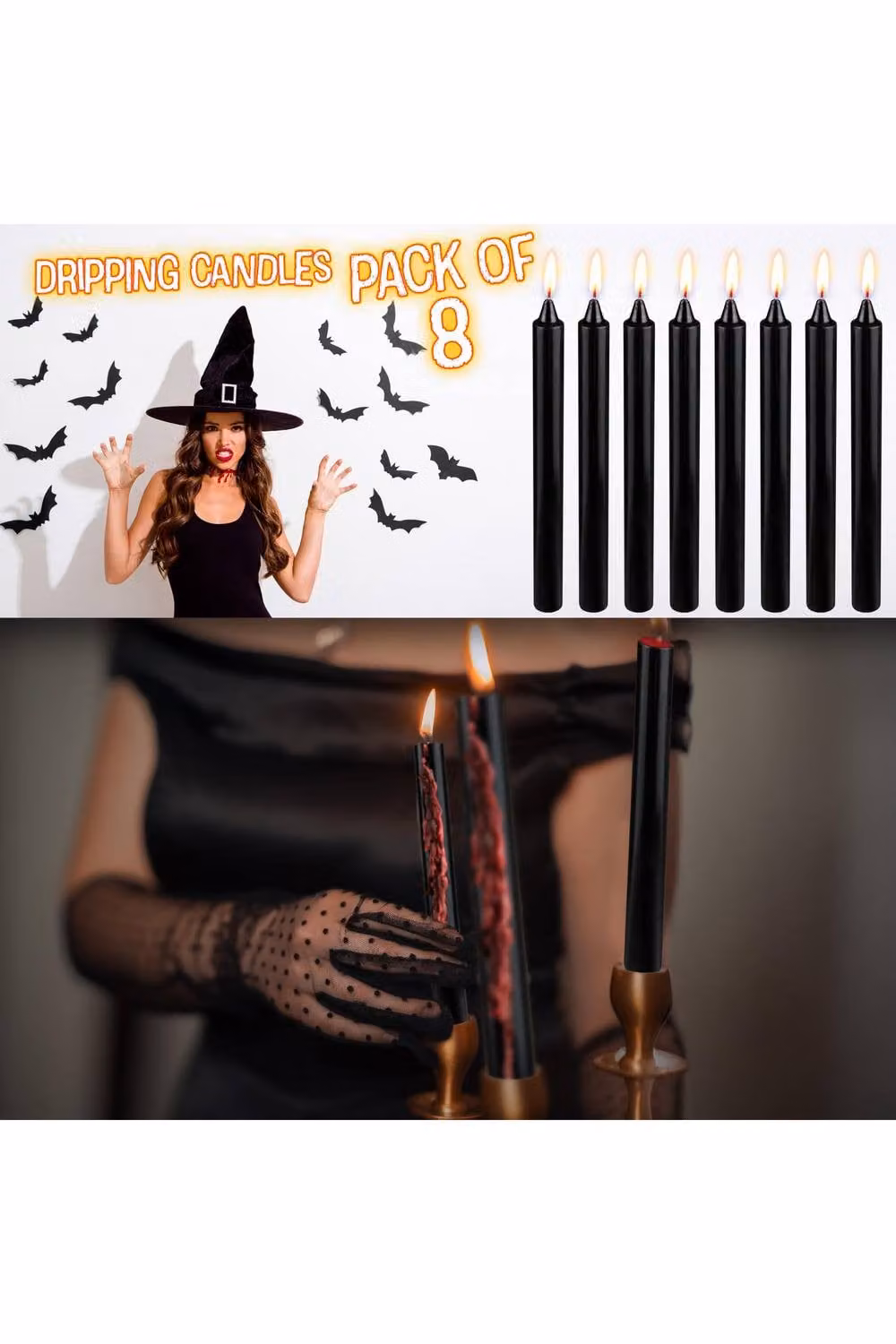 Deco Express Dripping Effect Taper Candle Set of 8, Black – 7