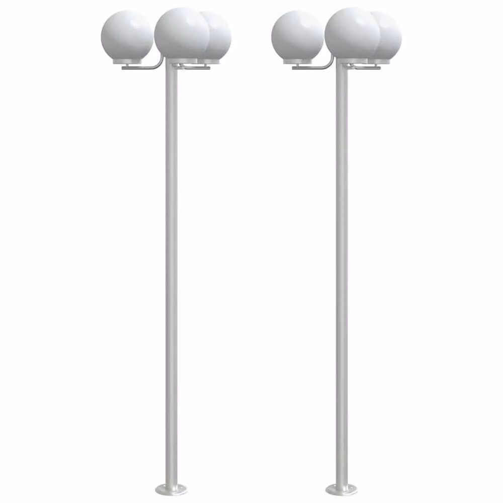Berkfield Home Set of 3 Silver Stainless Steel Outdoor Floor Lamps, Height: 215 cm – 2
