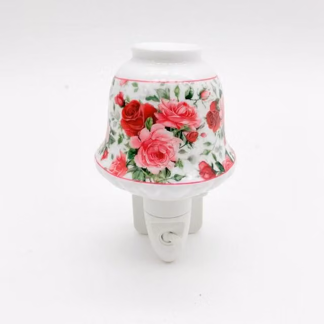 Minster Multicolour Ceramic Floral Nightlight, W: 8 cm, D: 8 cm, H: 13 cm