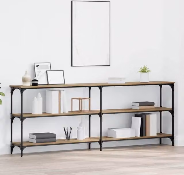 Berkfield Home Artisan Oak Console Table in Brown, W/D/H: 200 x 29 x 75 cm