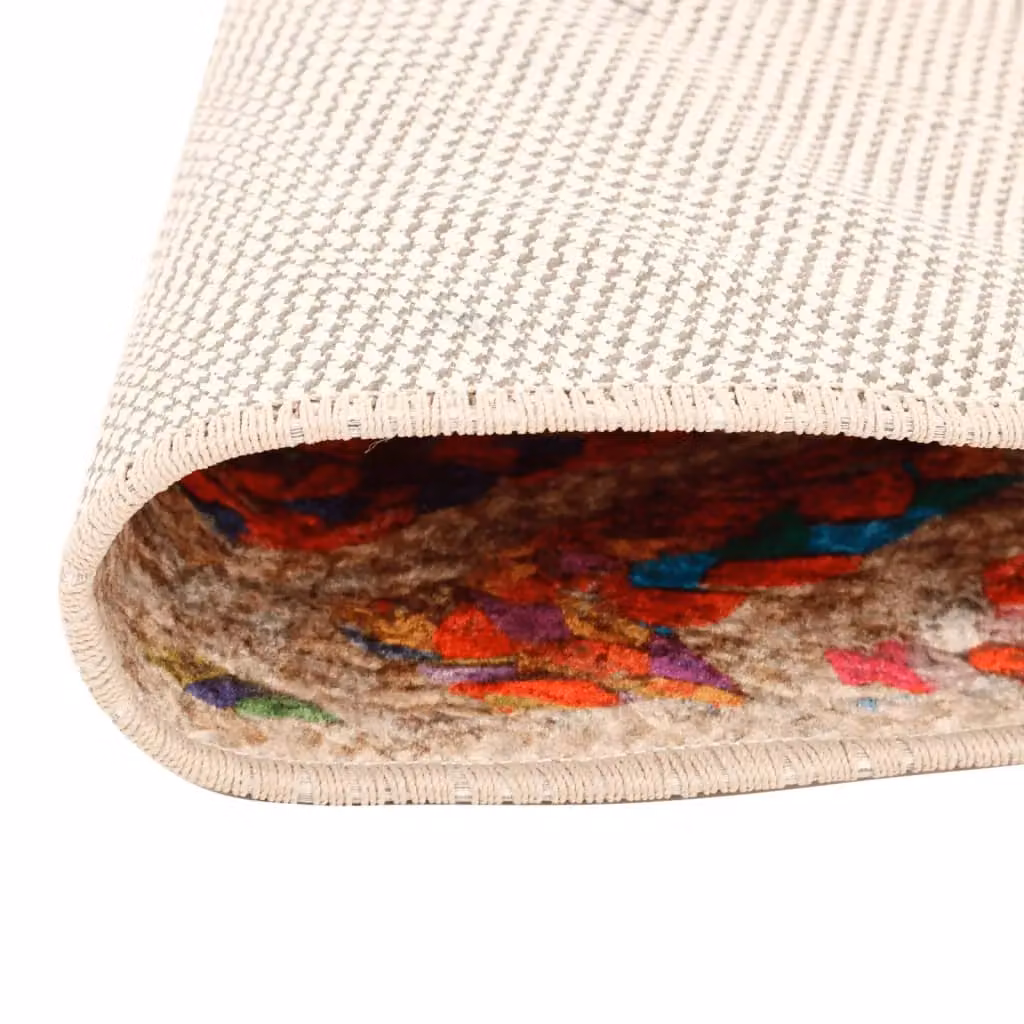 Berkfield Home Washable Multicolour Round Boho Jute Rug with Anti Slip Base, Diameter: 100 cm – 2