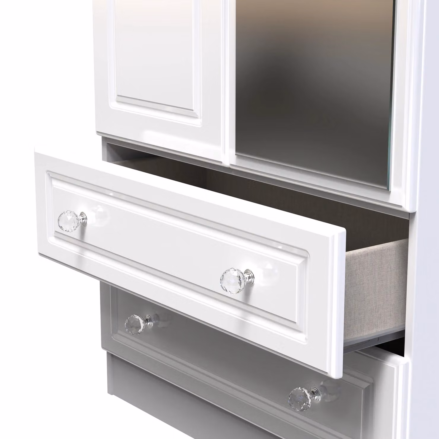 Ready Assembled 2 U Stratford Tall White Mirrored 2 Door Wardrobe with 2 Drawers – 3