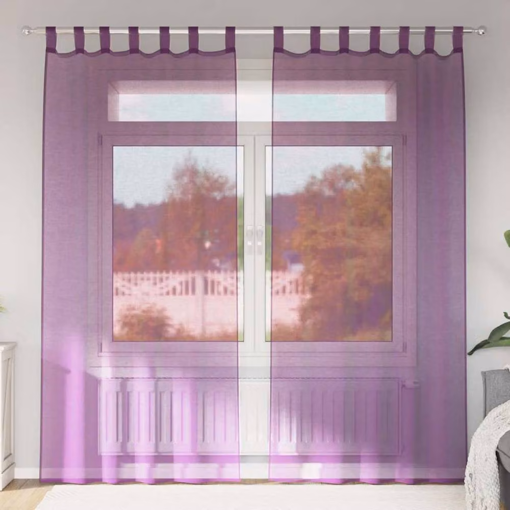 Berkfield Home Purple Voile Fabric Panel Curtains with Tabs, 2 Pack, W: 140 cm, H: 245 cm – 2
