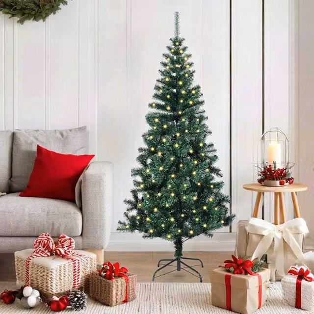 Berkfield Home Pre-lit Artificial Christmas Tree, Green, Height: 150 cm