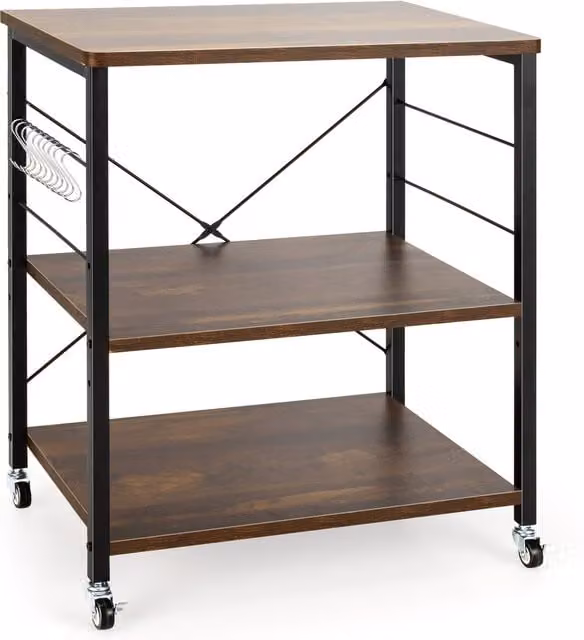 COSTWAY 3 Tier Industrial Microwave Stand Baker in Brown