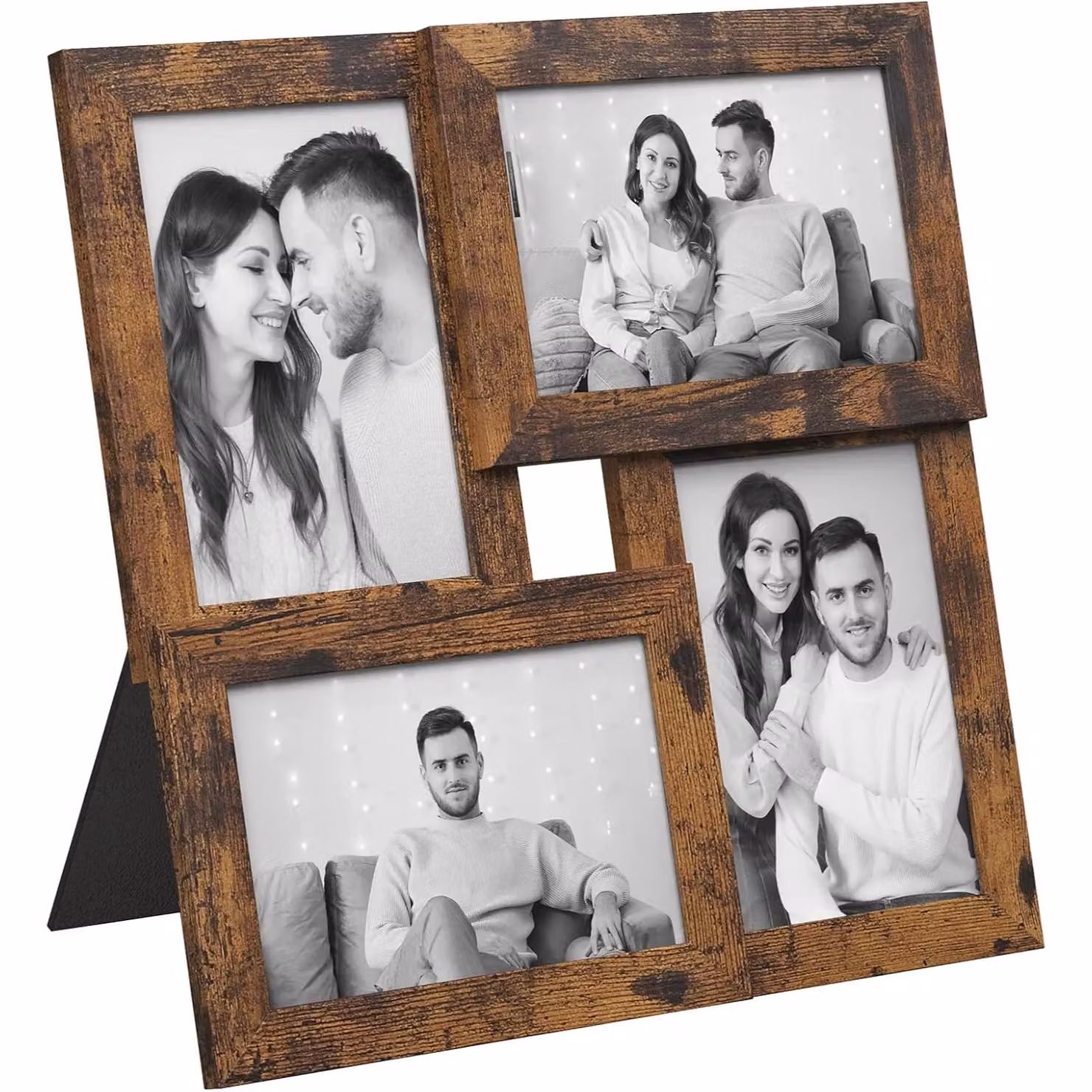 SONGMICS Multi Picture Wall Frame Set, 4 Photo Gallery Collage in Brown, 10 x 15 cm – 5