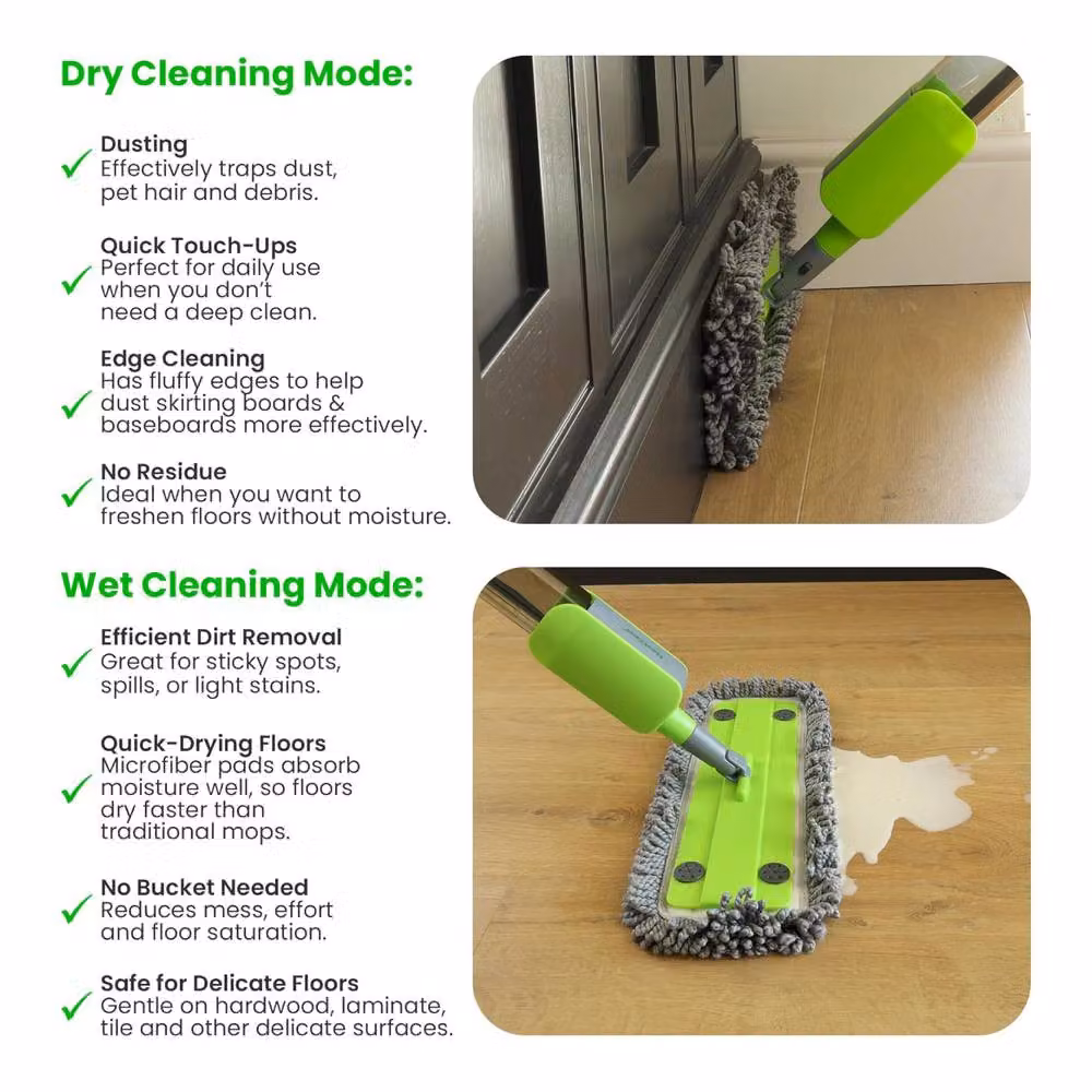 ILFD Group Ltd Nest Zest Spray Mop with 3 Microfibre Pads in Green and Multicolour – 2