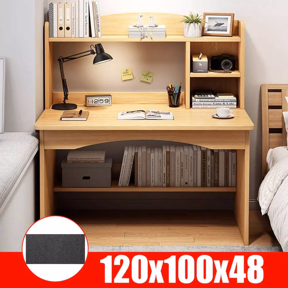VOGREX Computer Desk with Shelves in Brown – 2