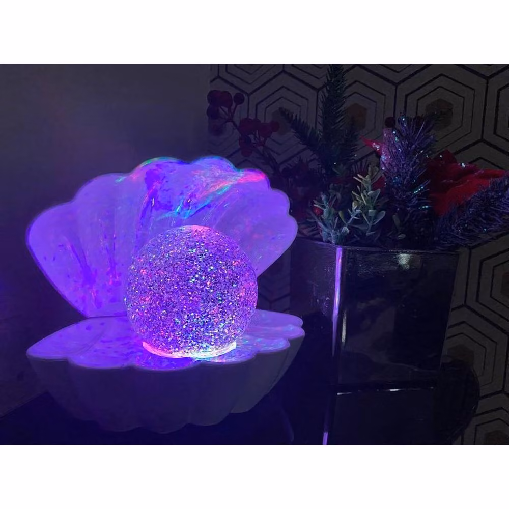 PAWNORA Clam Sea Shell LED Colour Changing Tabletop Lamp in White – 2