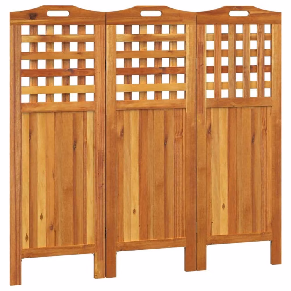 Berkfield Home 3-Panel Acacia Wood Room Divider in Brown, W/D/H: 121.5 x 2 x 115 cm – 2