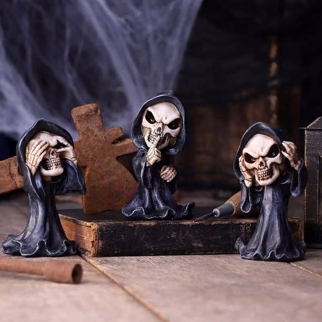 Nemesis Now Three Wise Reapers Gothic Tabletop Decoration, Black, Height: 11 cm
