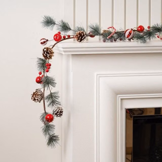 Scottish Everlastings Ltd 160cm Candy Cane Christmas Garland in Red and White – 1