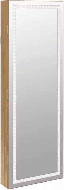 Berkfield Home Wall Mounted Mirror Jewellery Cabinet with LED Lights in Brown – 1