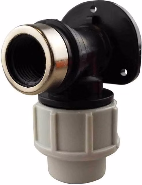 SPETLEK Black MDPE 20mm Wall Plate Elbow Bend with 1/2" BSPF Thread