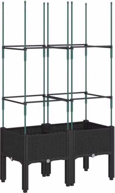 Berkfield Home Garden Planter with Trellis, Black, W/D/H: 80 x 40 x 142.5 cm – 1