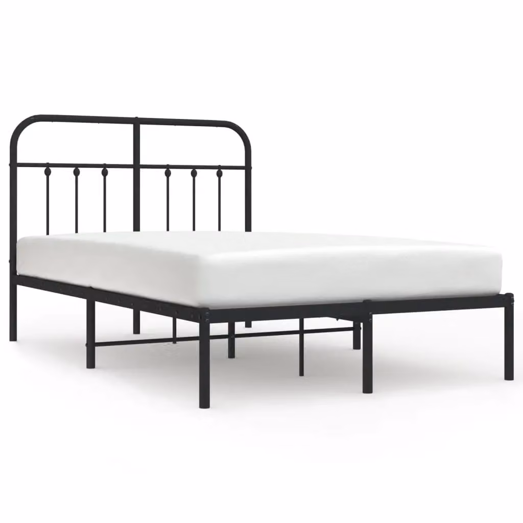 Berkfield Home Metal Bed Frame with Headboard, Black, W/D/H: 120 x 190 cm – 2