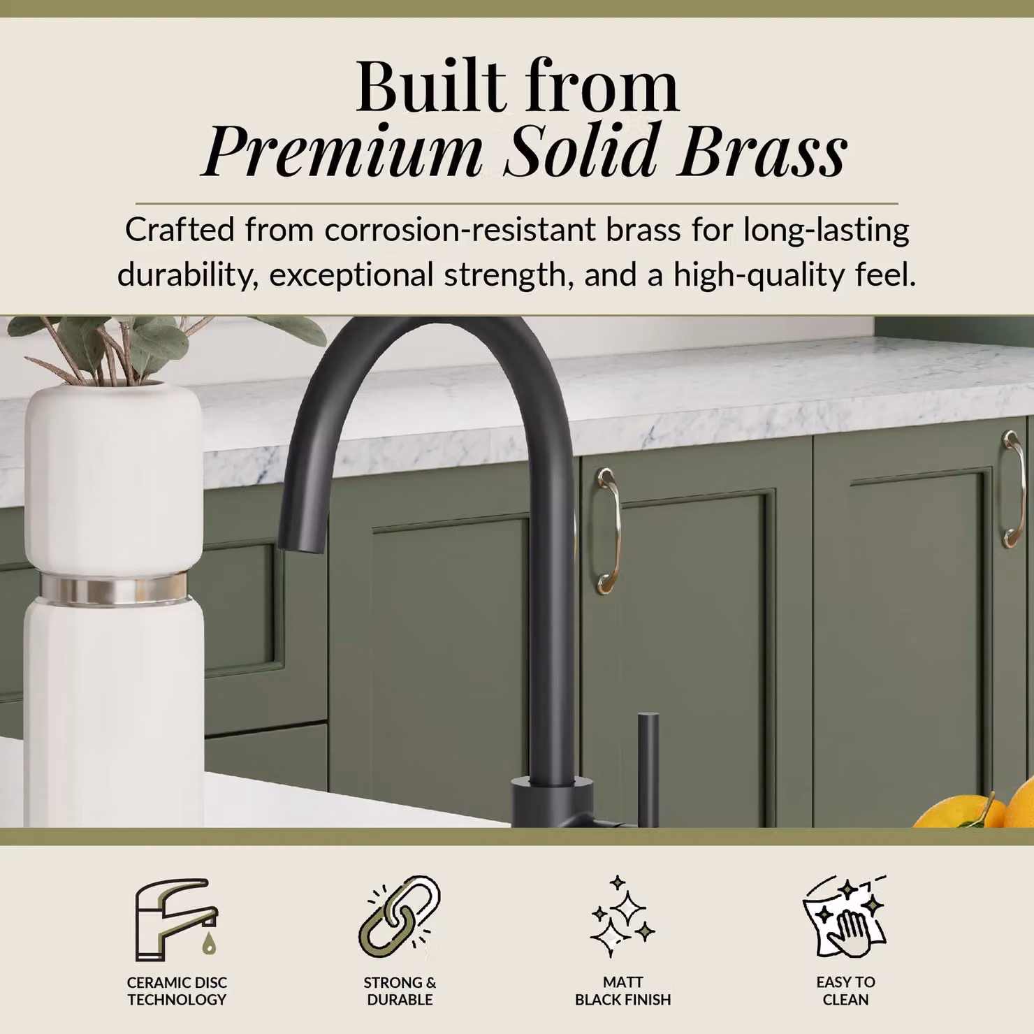 Balterley Lacerta Kitchen Mono Mixer Tap with High Curved Swivel Spout in Matt Black – 2
