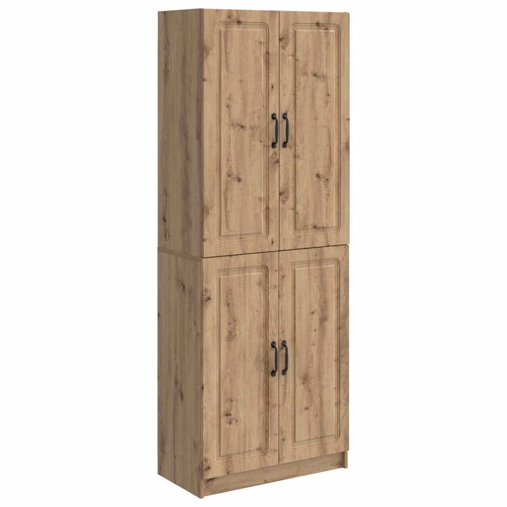 Berkfield Home Modern 2-Piece Brown Engineered Wood Cabinet Set with Hinged Doors and Internal Shelves – 2