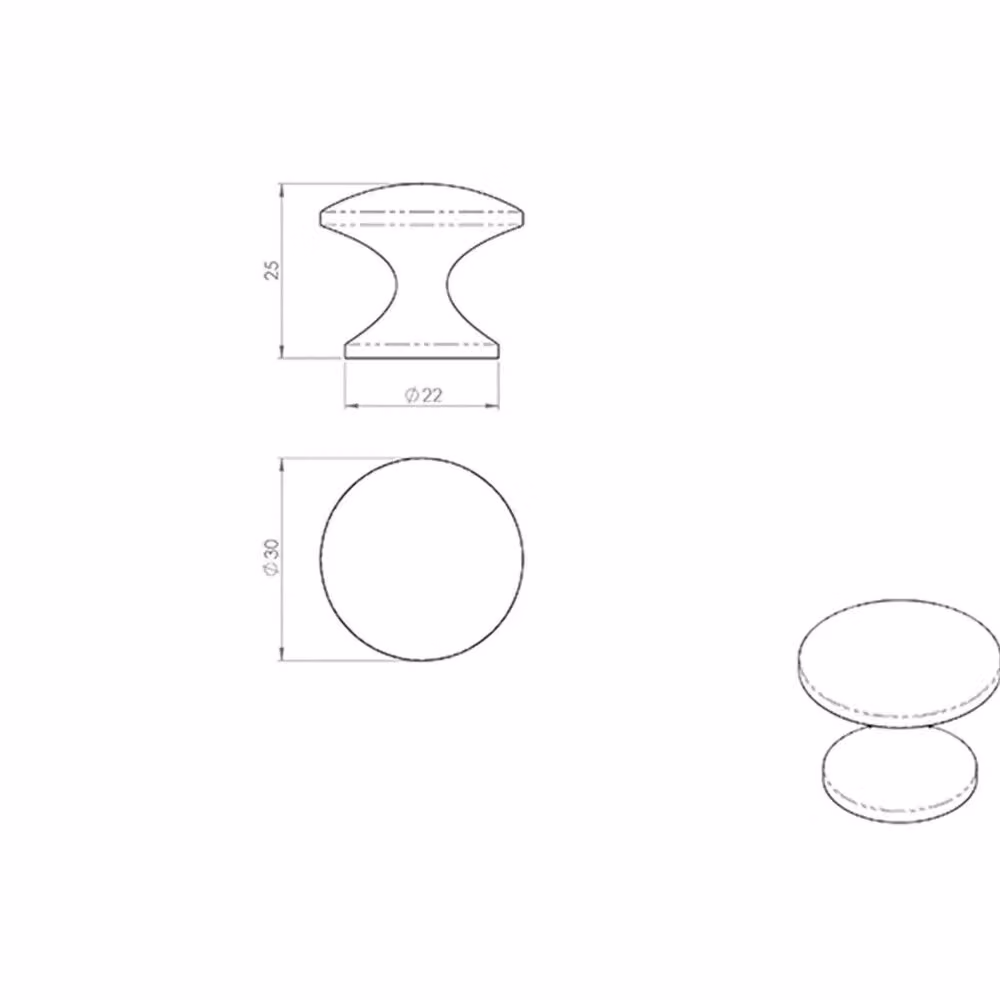 Loops Brushed Nickel Fingertip Cabinet Door Knob, 30mm Diameter, Silver – 2