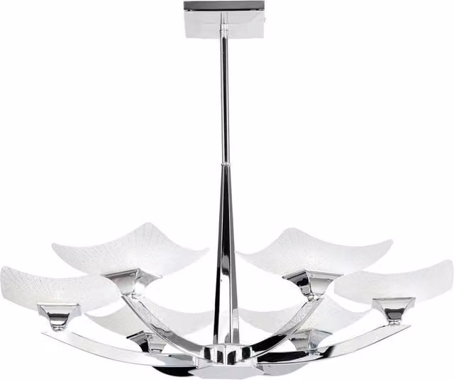 Netlighting Ayres 6 Light Semi Flush Ceiling Light in Chrome with Grey Savon Effect Glass and G9 Base