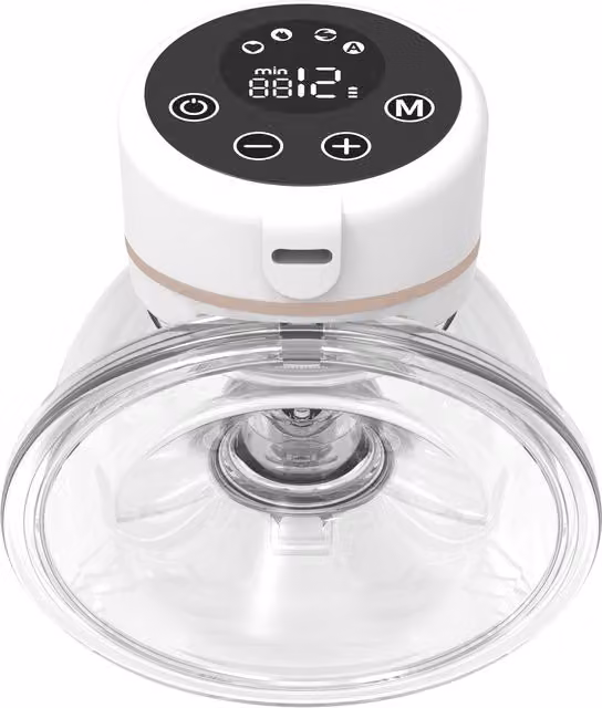 Fraupow Wearable Hands-Free Electric Breast Pump, White and Transparent, 180ml Capacity, BPA-Free