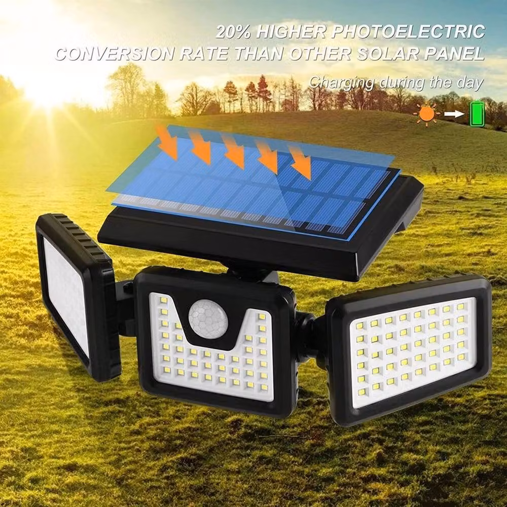 KORVIXA 2 Pack Solar LED Outdoor Wall Security Flood Lights in Black, Diameter: 25 cm, Height: 19 cm – 3