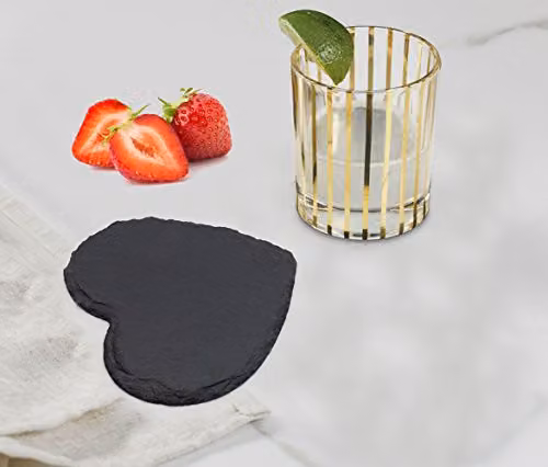 VanGogh Slater Heart Slate Coaster Set, Grey, 4 Pieces, W/D: 11 x 11 cm – 3