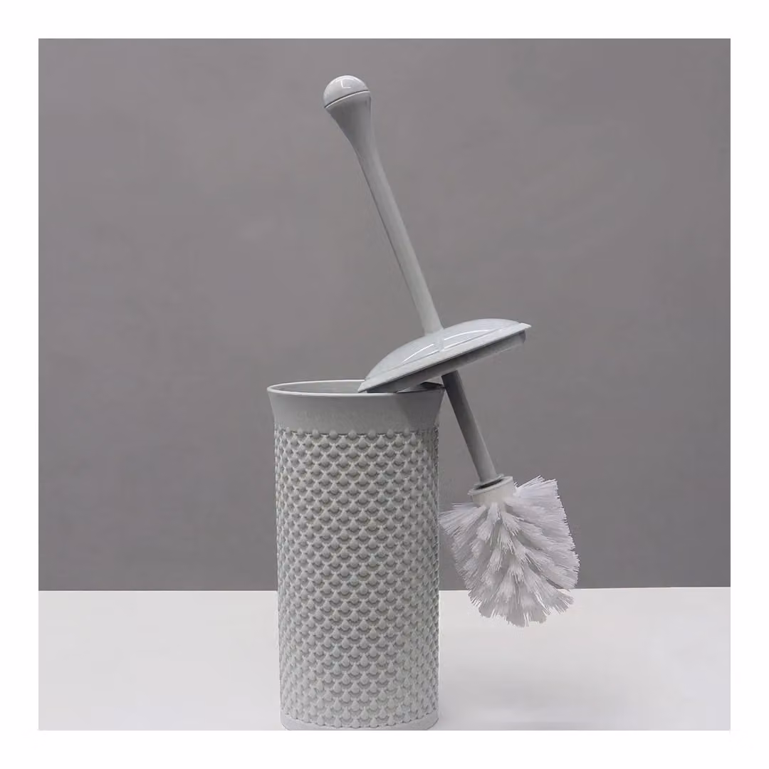 JVL Droplette Freestanding Plastic Toilet Brush Set in Grey, H 40 cm x W 12 cm x D 12 cm – 2