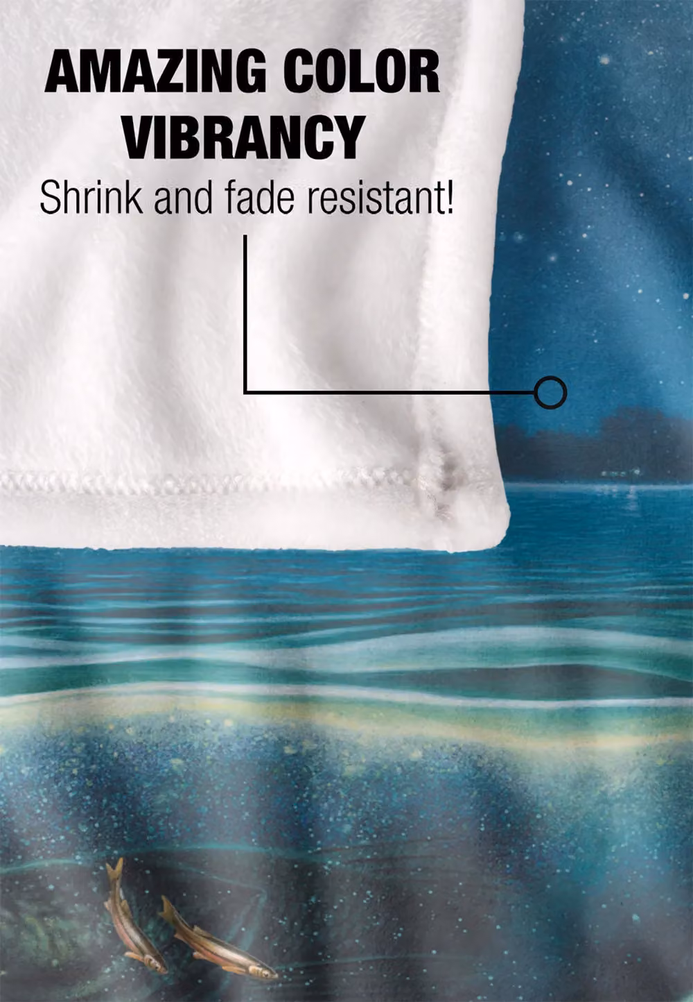 JQ Licensing Harvest Moon Walleye Fishing Super Soft Fleece Throw Blanket, White, W/D/H: 152 x 127 cm – 4