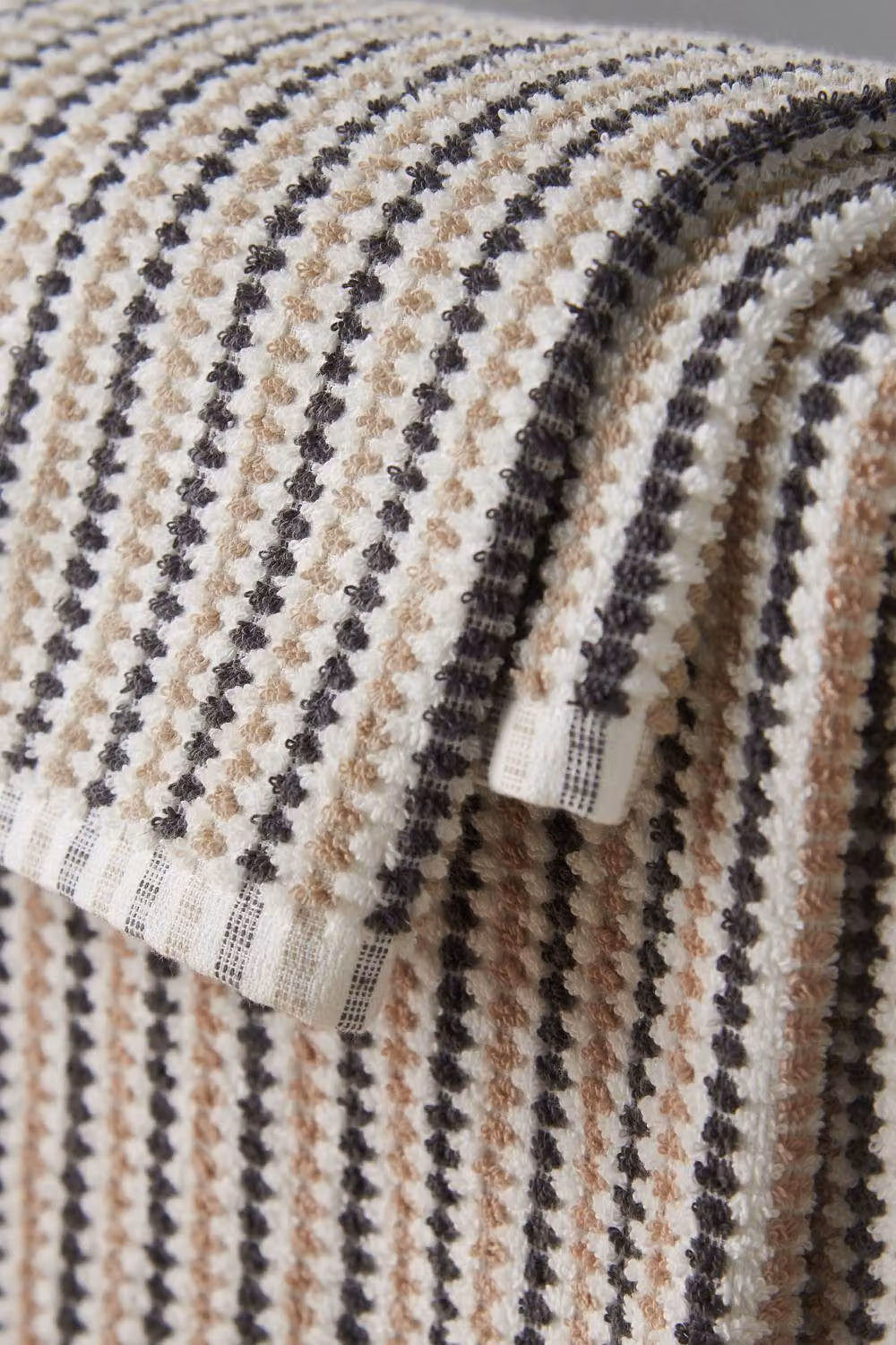 Catherine Lansfield Rice Weave Stripe Cotton Bath Sheet in Grey, W: 100 cm, H: 150 cm – 2