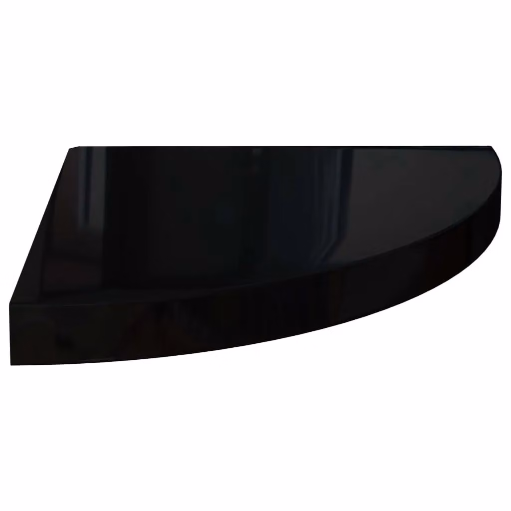 Berkfield Home Set of 4 High Gloss Black Floating Corner Shelves, W/D/H: 35 x 35 x 3.8 cm – 3