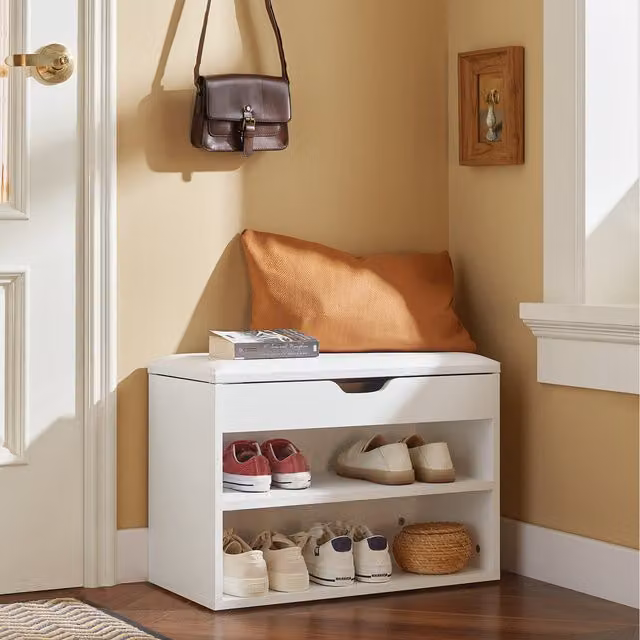 SoBuy 2 Tier Modern Shoe Storage Rack in White