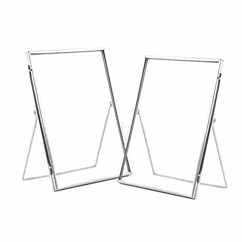 Nicola Spring Modern Rectangular Metal Photo Frames, Pack of 2, Silver and Gold, Fits 15 x 20 cm