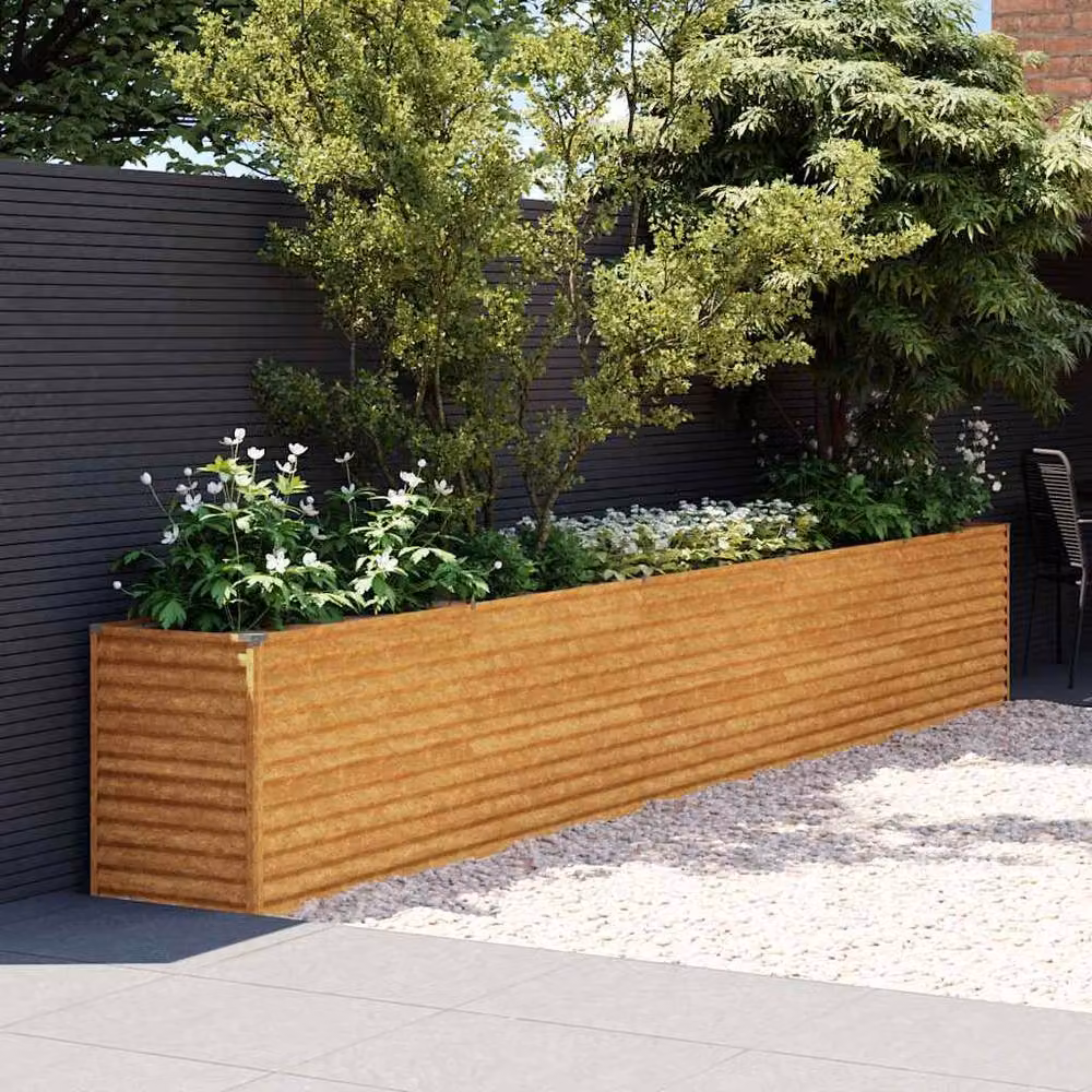Berkfield Home Brown Corten Steel Raised Bed W/D/H: 482 x 50 x 69 cm – 2