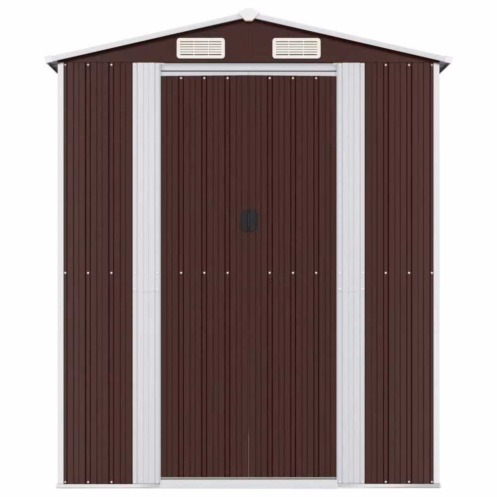 Berkfield Home Garden Shed in Dark Brown Galvanised Steel, W/D/H: 192 x 357 x 223 cm – 3