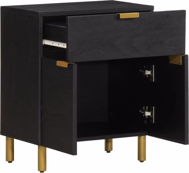 Berkfield Home Black Bedside Cabinet in Engineered Wood, W/D/H: 50 x 33 x 60 cm