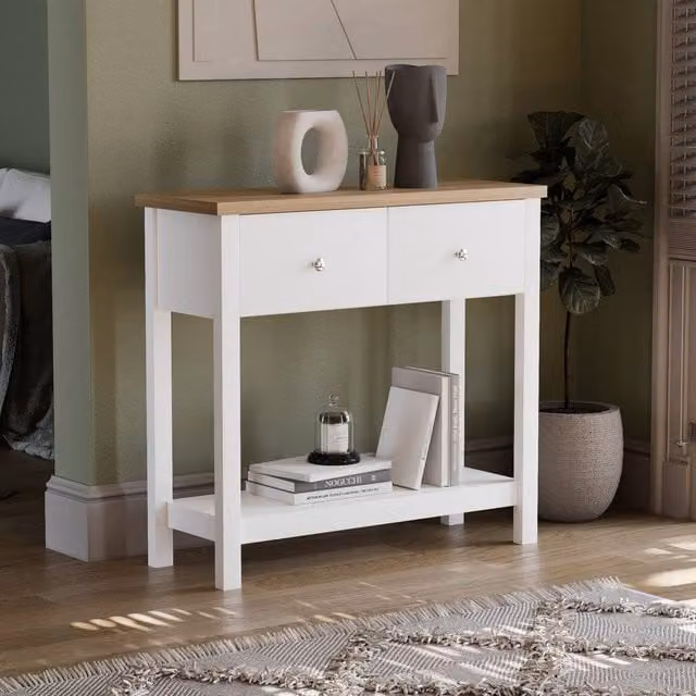 Vida Designs Arlington 2 Drawer Console Table in White