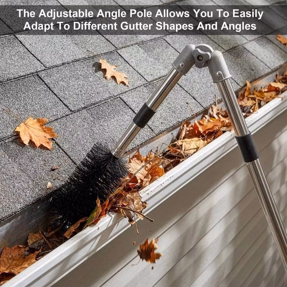 EONLION 4M Telescopic Roof Gutter Cleaning Tool Kit in Black with Stainless Steel Components – 4