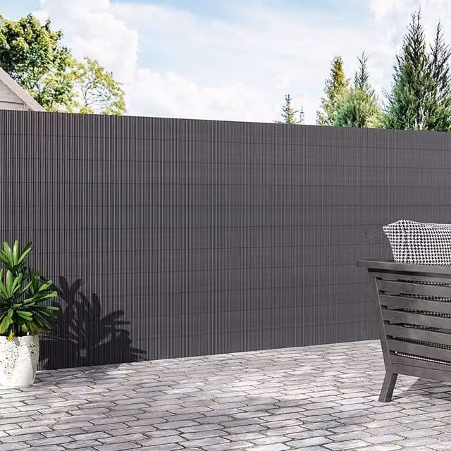 Breeins Semi-Transparent Sun-Blocked Privacy Fence in Matte Grey, W: 500 cm, H: 150 cm