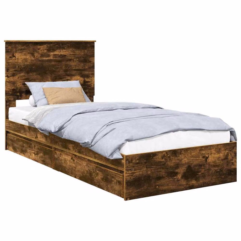 Berkfield Home Modern Storage Bed with Drawers in Smoked Oak Brown, W/D/H: 100 x 200 cm – 2